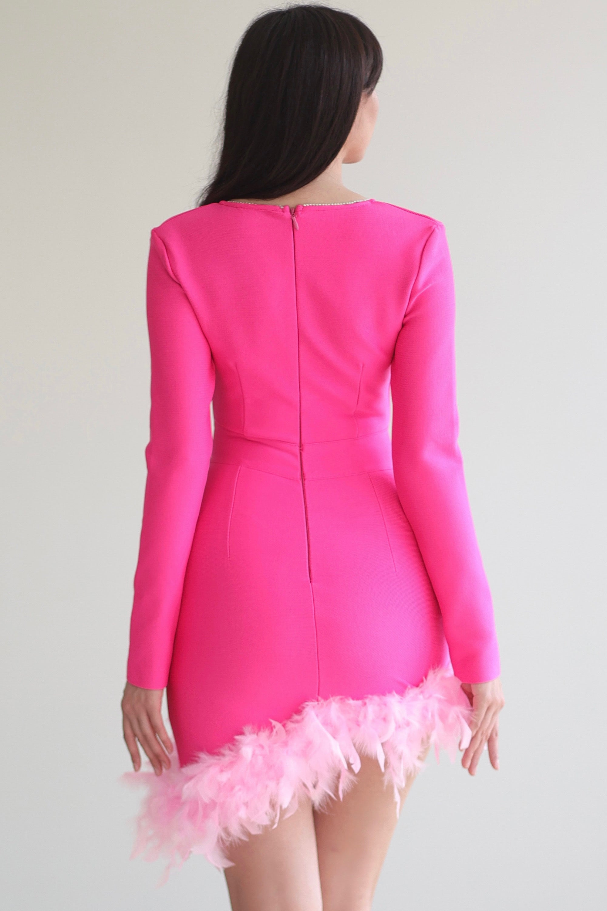 “Swan” Dress in Hot Pink